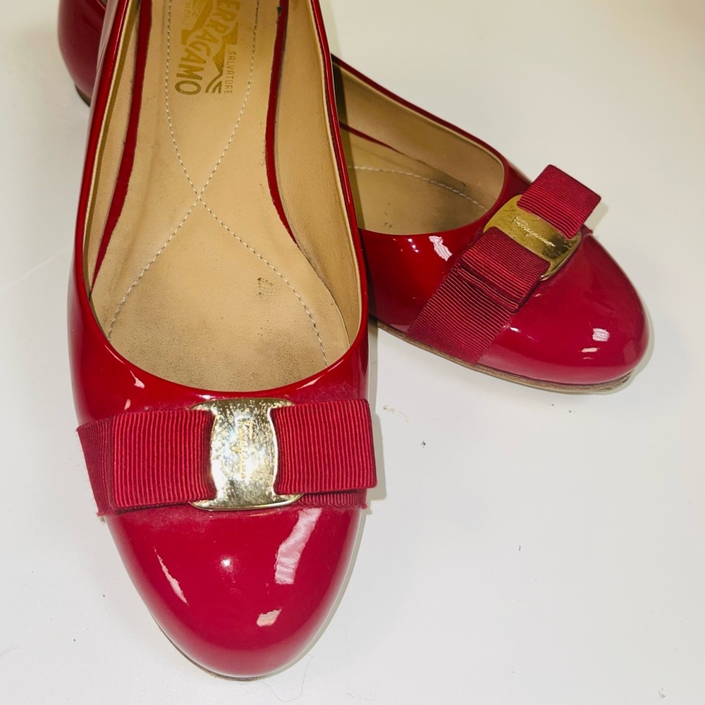 Red Salvatore Ferragamo Women Varina Ballet Flat Size 11 - Picture 6 of 6